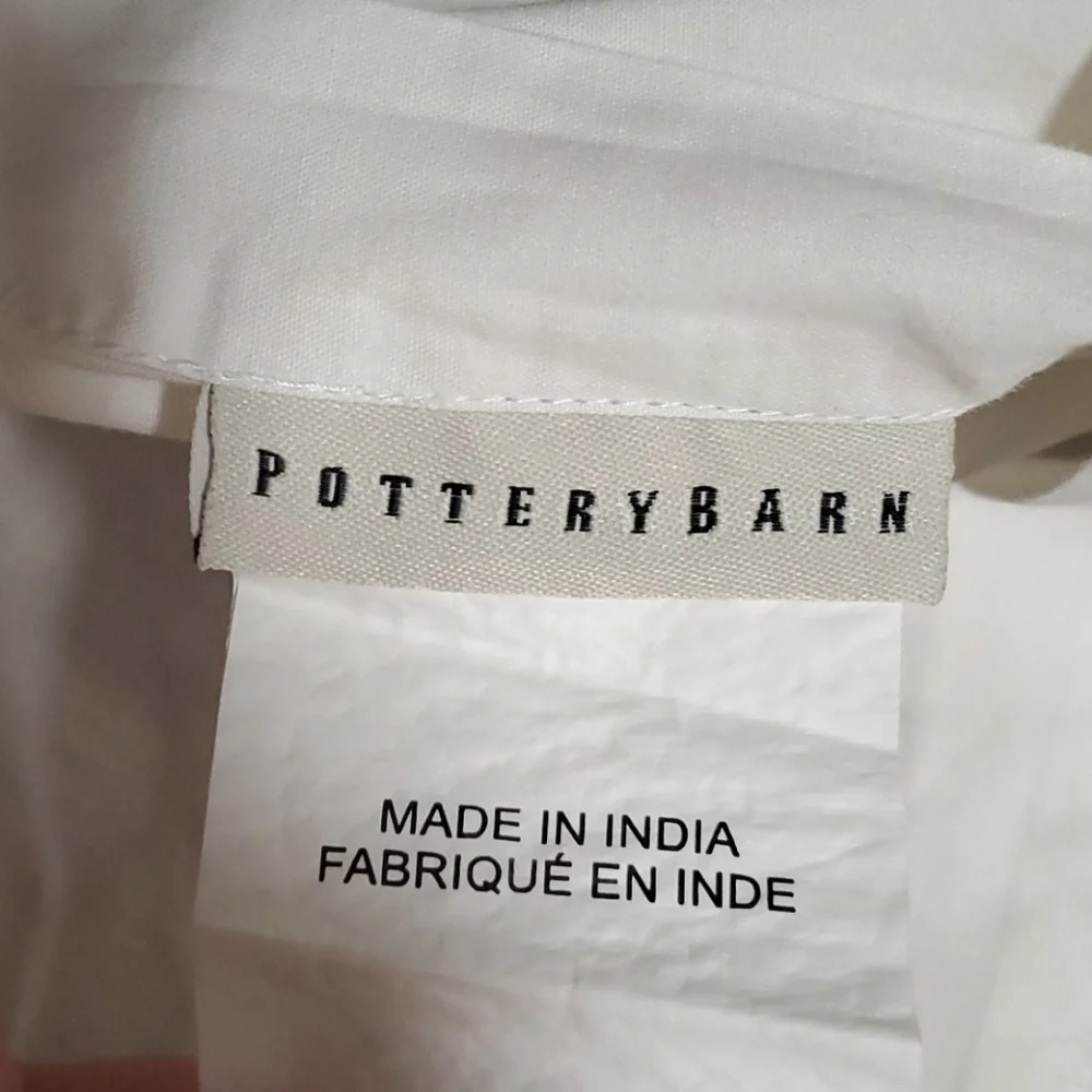 Pottery Barn White Cotton Pillowcase 1 Pom-Pom Detail Good Used